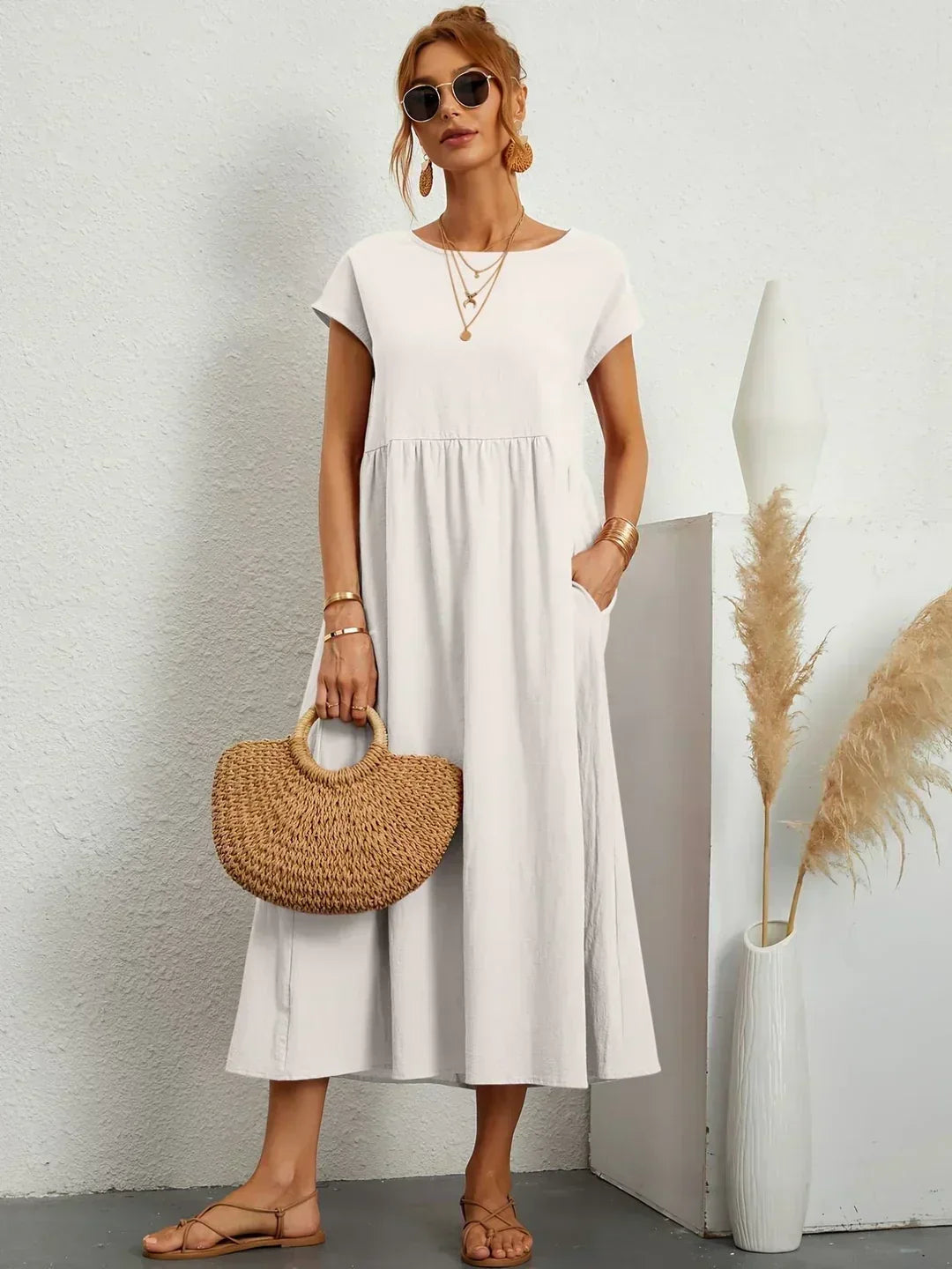 Heike | Robe midi fluide à l'élégance intemporelle