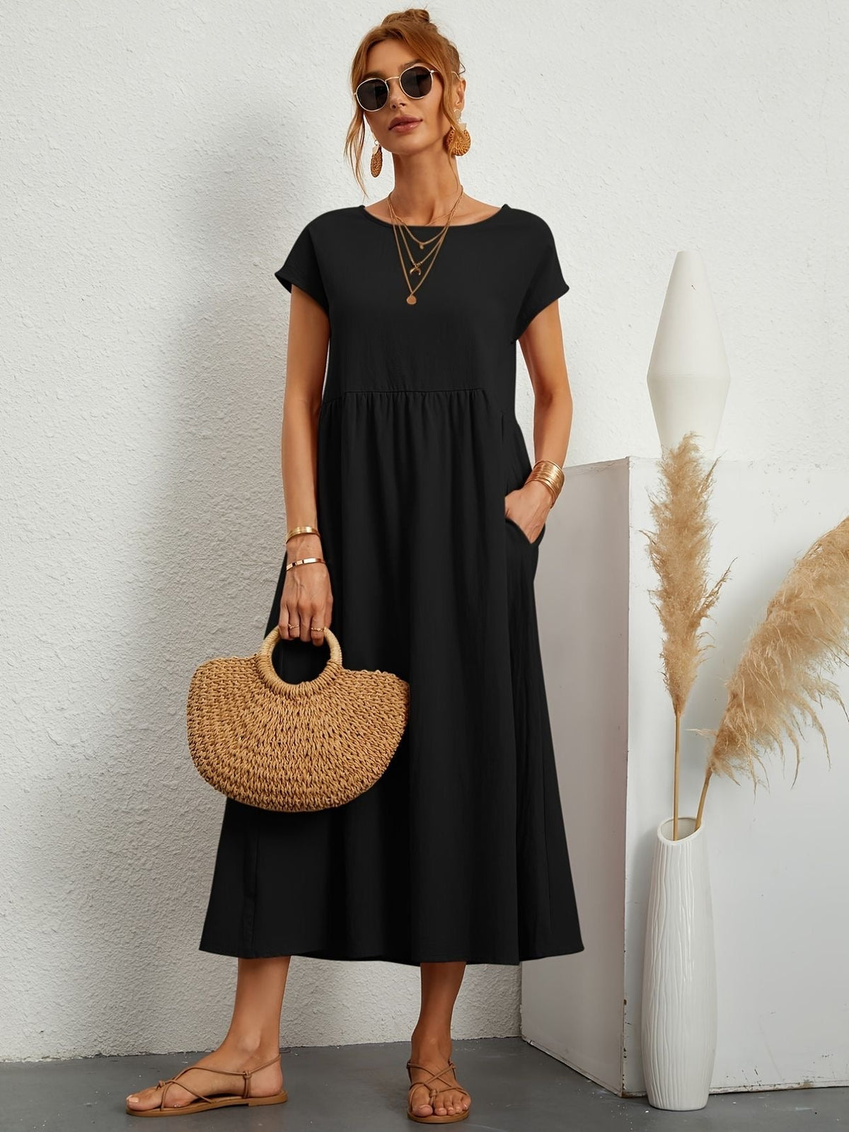 Clara | Robe Midi Fluide à Poches
