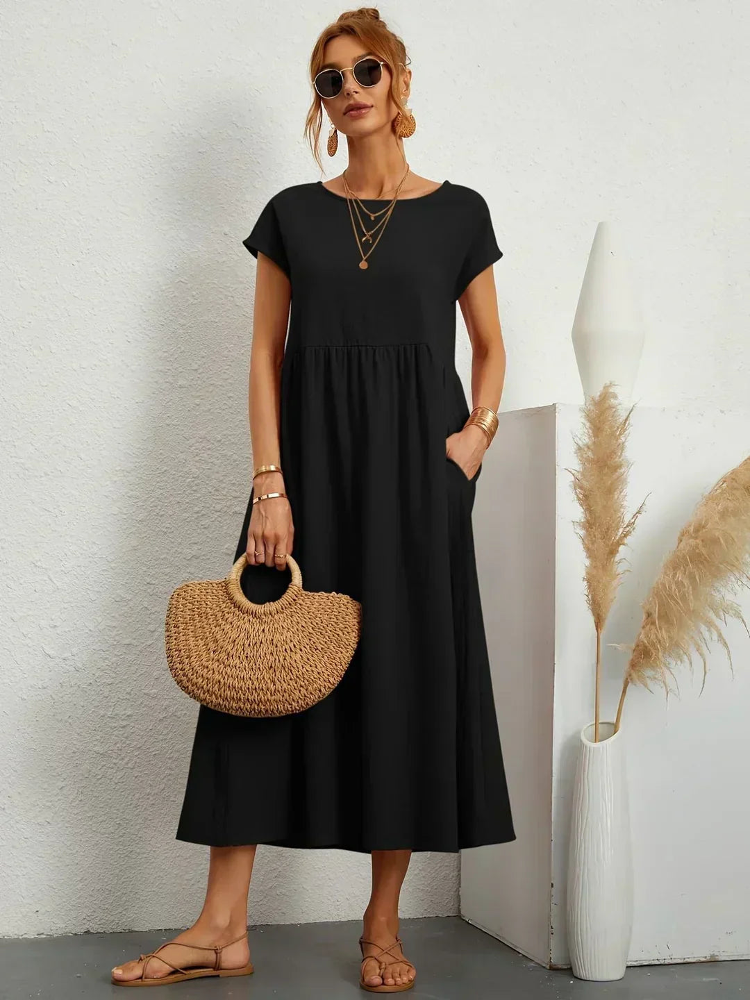 Heike | Robe midi fluide à l'élégance intemporelle