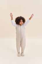 Combinaison de sommeil avec chaussettes - Vichy Beige - TOG 2.5