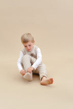 Combinaison de sommeil avec chaussettes - Vichy Beige - TOG 2.5