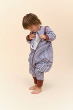 Combinaison de sommeil avec manches et chaussettes - Vichy Marron & Bleu - TOG 2.5