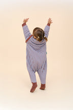 Combinaison de sommeil avec manches et chaussettes - Vichy Marron & Bleu - TOG 2.5