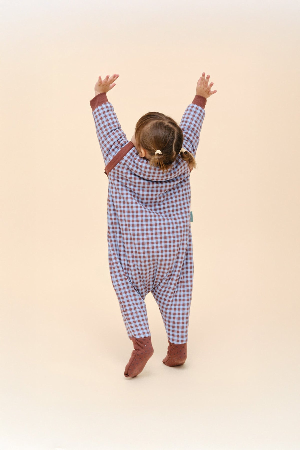 Combinaison de sommeil avec manches et chaussettes - Vichy Marron & Bleu - TOG 2.5