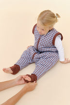 Combinaison de sommeil avec manches et chaussettes - Vichy Marron & Bleu - TOG 2.5