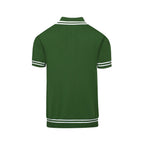 Polo vert à côtes torsadées pour homme – Chemise à manches courtes au style mod des années 60