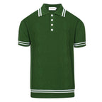 Polo vert à côtes torsadées pour homme – Chemise à manches courtes au style mod des années 60