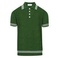 Polo vert à côtes torsadées pour homme – Chemise à manches courtes au style mod des années 60