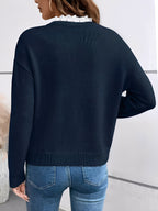 Céline | Pull Chic à Col en Dentelle, Toucher Cachemire