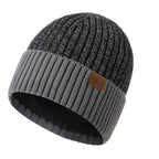 Bonnet en laine double épaisseur pour homme - Nouveau modèle doublé en velours, chaud et tricoté