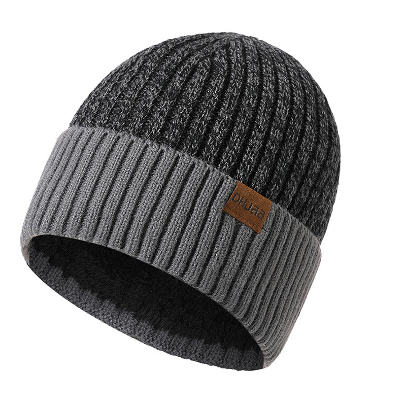 Bonnet en laine double épaisseur pour homme - Nouveau modèle doublé en velours, chaud et tricoté