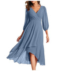Venlora Mode | Une robe élégante à ourlet asymétrique et manches fluides, pour un look raffiné