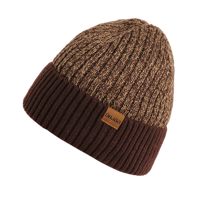 Bonnet en laine double épaisseur pour homme - Nouveau modèle doublé en velours, chaud et tricoté
