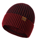 Bonnet en laine double épaisseur pour homme - Nouveau modèle doublé en velours, chaud et tricoté