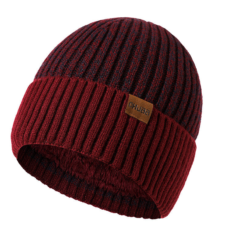 Bonnet en laine double épaisseur pour homme - Nouveau modèle doublé en velours, chaud et tricoté