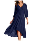 Venlora Mode | Une robe élégante à ourlet asymétrique et manches fluides, pour un look raffiné