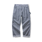 Pantalons cargo rayés rétro pour homme avec poches - Style décontracté pour travailleurs ferroviaires