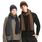 Ensemble d'hiver en laine : Bonnet tricoté, écharpe épaissie et gants - 3 pièces
