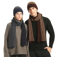 Ensemble d'hiver en laine : Bonnet tricoté, écharpe épaissie et gants - 3 pièces