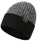 Bonnet en laine double épaisseur pour homme - Nouveau modèle doublé en velours, chaud et tricoté
