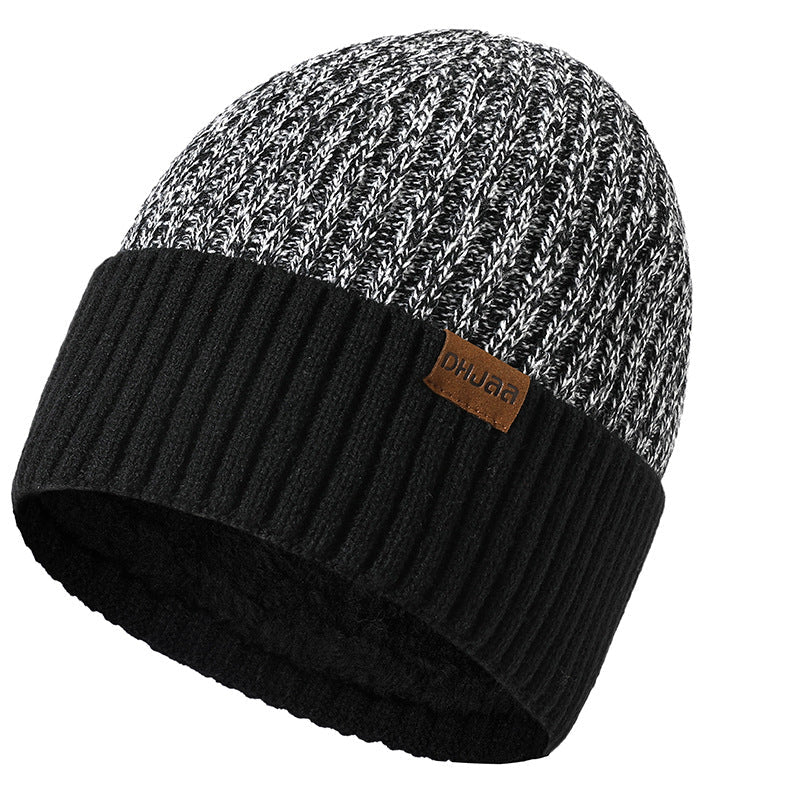 Bonnet en laine double épaisseur pour homme - Nouveau modèle doublé en velours, chaud et tricoté