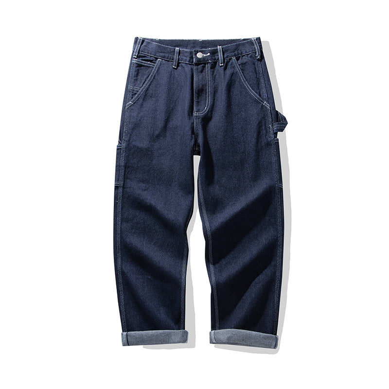 Pantalons cargo rayés rétro pour homme avec poches - Style décontracté pour travailleurs ferroviaires