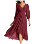 Venlora Mode | Une robe élégante à ourlet asymétrique et manches fluides, pour un look raffiné