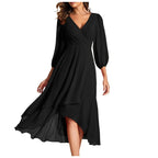 Venlora Mode | Une robe élégante à ourlet asymétrique et manches fluides, pour un look raffiné