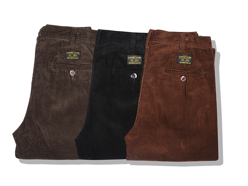 Jean Retro Casual Épais en Velours Coton pour Homme
