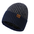 Bonnet en laine double épaisseur pour homme - Nouveau modèle doublé en velours, chaud et tricoté