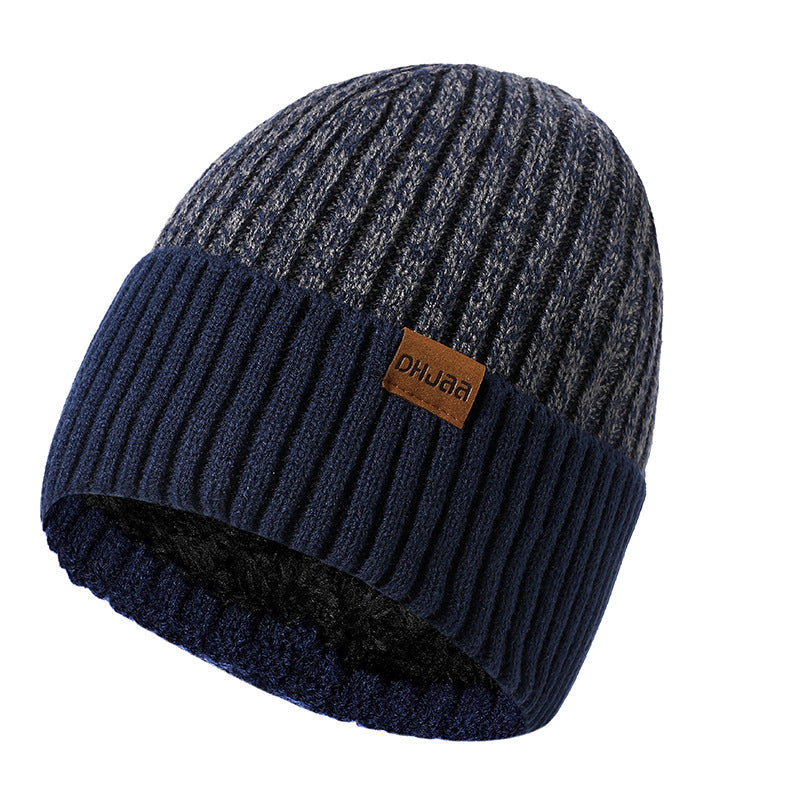 Bonnet en laine double épaisseur pour homme - Nouveau modèle doublé en velours, chaud et tricoté