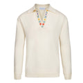 Pull rétro crème pour homme des années 70 avec col floral brodé