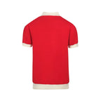 Chemise rétro rouge tricotée pour homme – Polo à boutons avec motif tigre