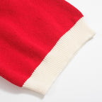 Chemise rétro rouge tricotée pour homme – Polo à boutons avec motif tigre