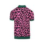 Chemise polo rétro pour homme – Imprimé léopard rose vintage avec motif de guépard