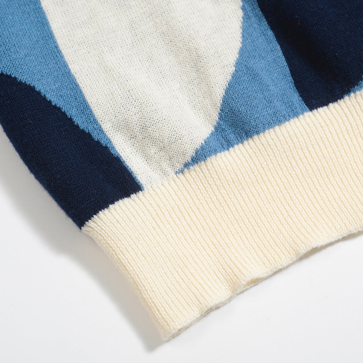 Chemise rétro en maille pour homme – Polo bleu vintage à motifs géométriques avec boutons