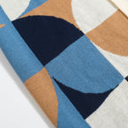 Chemise rétro en maille pour homme – Polo bleu vintage à motifs géométriques avec boutons