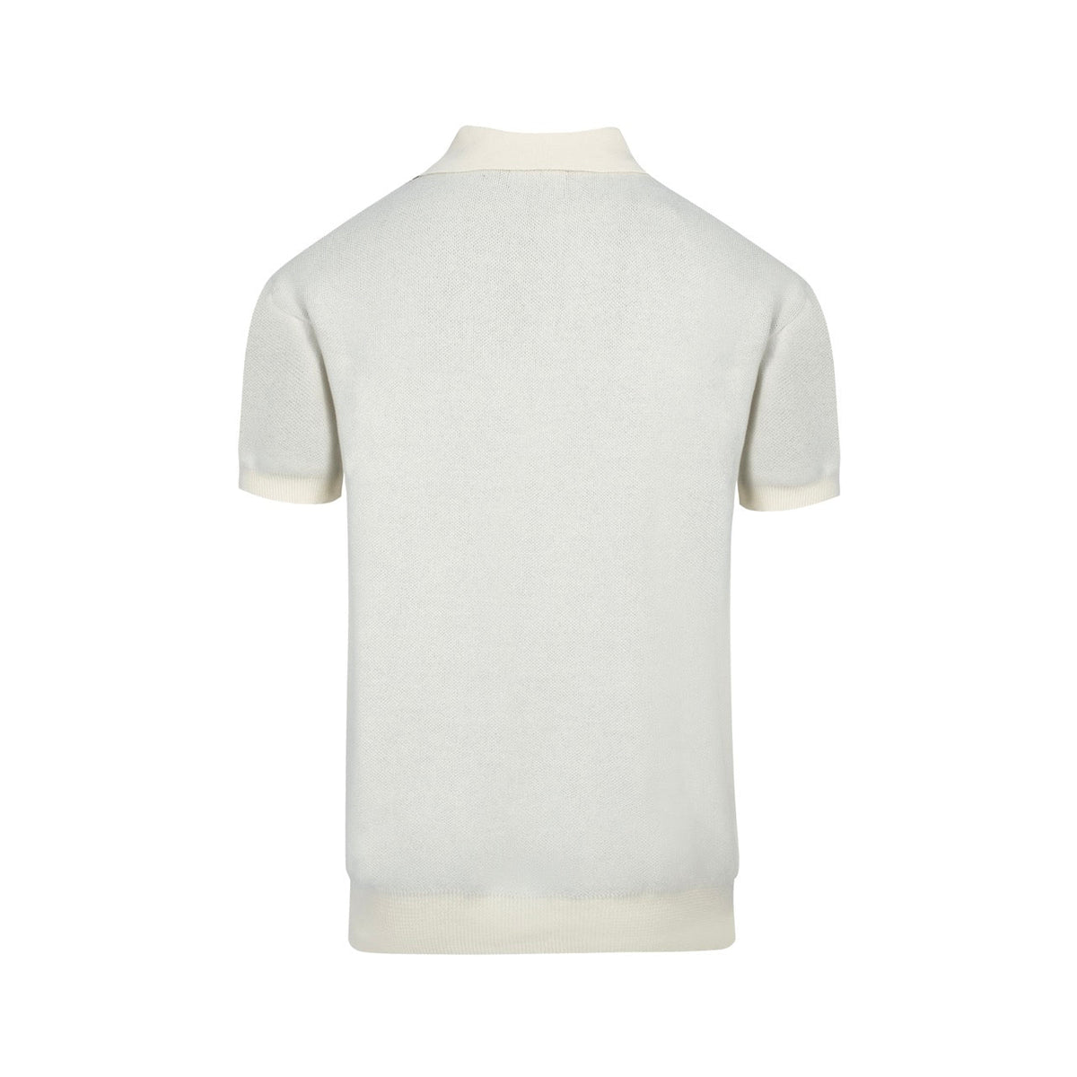 Chemise rétro en maille pour homme – Crème vintage à boutons avec motif de chat noir