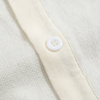 Chemise rétro en maille pour homme – Crème vintage à boutons avec motif de chat noir