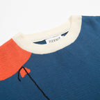 Hommes T-shirt en tricot bleu avec motif de chat - Créé par Lim Heng Swee