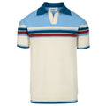 Chemise polo vintage à rayures bleues pour homme, col en V