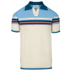 Chemise polo vintage à rayures bleues pour homme, col en V