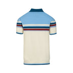 Chemise polo vintage à rayures bleues pour homme, col en V