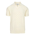 Chemise polo rétro blanc cassé à texture, col V pour homme