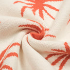 V-Neck Men's White Jacquard Tiger Palm Coconut Knit Polo