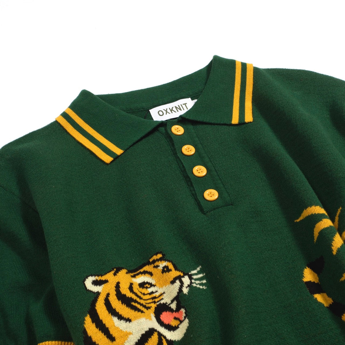 Pull vintage en tricot jacquard tigre vert pour homme