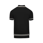 Pull vintage en jacquard rose et noir à col V pour homme