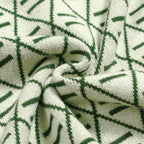 Vintage Green Graphic Patterned V-Neck Embroidered Polo for Men