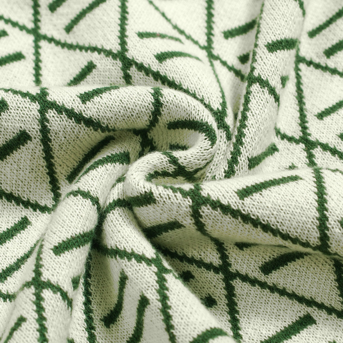 Vintage Green Graphic Patterned V-Neck Embroidered Polo for Men