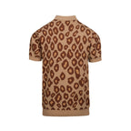 Kaki Jacquard Polo Homme avec Motif Tigre et Léopard